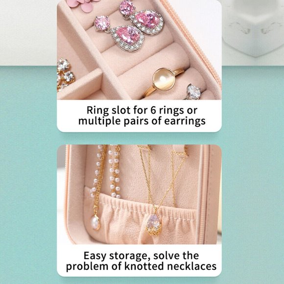 Small PU Leather Jewelry Box Portable Travel Jewellery Ornaments Storage Case - Picture 7 of 7